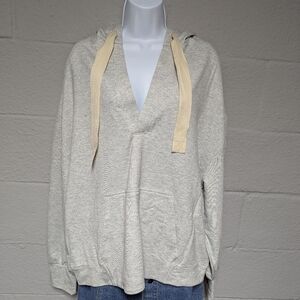 NWT Fabletics Gray Hoodie Sweatshirt V Neck  Size L